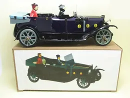 Rolig vuxensamling Retro Wind Up Toy Metal Tin Två personer Vintage Luxur Car Mechanical Toy Clockwork Toy Figures Kids Gift 240401