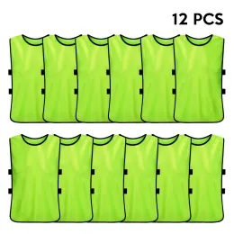 Futebol 12 pcs crianças homens coletes de futebol pinnies jerseys secagem de seco rápido, running running juventude treinar babadores