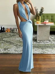 Casual Dresses Tossy Elegant Backless Halter Bodycon Maxi Dress Women Summer Sleeveless Sexy Deep V Hollow Out Evening Party Club Long