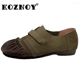 Casual Shoes Koznoy 2cm veckad etnisk ko mocka äkta läderkvinnor mjuka lägenheter loafers grunt damer sommar hösten comfy vår