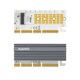 Kort MAIWO M.2 M KEY SSD Adapter LED Expansion Card 32Gbps M2 NVME till PCIe 3.0 X4 X8 X16 Riser Adapter Cards For Win 7 8 10 Linux