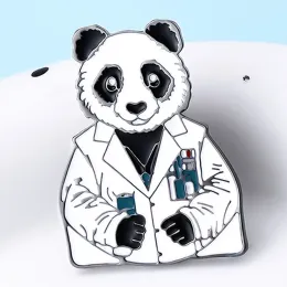 Catuni Panda Science Medicine Pin Emaille Brosche niedliche Beutel Revers Rucksack Abzeichen Schmuckzubehör für Wissenschaftlerstudent Medico