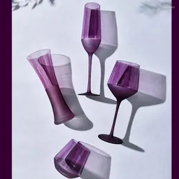 ワイングラスノルディックパープルフロストガラスカップシャンパン大容量ゴブレット手作りウォーターカップパーティーウェディングドリンクウェア