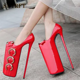 Dress Shoes SDTRFT Lolita Punk Uniform Stilettos Platforms 30cm Ultra High Thin Heels Metal Buckle Woman Crossdresser Wedding Pumps