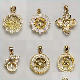 Impostazioni di gioielli Shine Zircone a pendente in oro cravatta perle in oro Sliver fai -da -te con consegna a goccia per matrimoni a catena dhiys