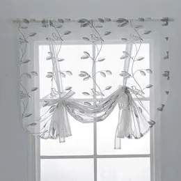 Cortina cortina tonalidade romana bordado europeu folhas de bordado janela de cozinha quartos de cozinha pubs voile pura guia Top279b