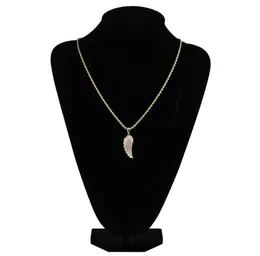 Fashiongold White Gold Iced Out Cz Zirconia Lovers Alen Angel Wing Necklace Chain Hip Hop Feather Ala Regali di gioielli FO7267731