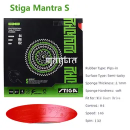 STIGA MANTRA Series Table Tennis Rubber Black and Red Semi-tacky Pimples-in Offensive Ping Pong Rubber for Mid and Back Court