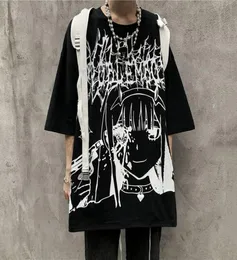 Men039s TShirts Emo Women Men Gothic Anime T Shirt Hip Hop Top Tees Oversized Streetwear Harajuku Tshirt Short Sleeve Alt Tee9387110