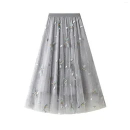 Signe Edhomenn Women Tulle Midi Stampa floreale Magh Elastic High Waist Una gonna Line Soverlay Streetwear a strati Y2K a strati Y2K