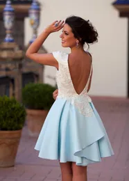 Sexy Baby Blue A Line 2018 Abiti da ballo Bellissimo ginocchio in pizzo Open Weight Abito da ballo africano abito da ballo africano 4976325