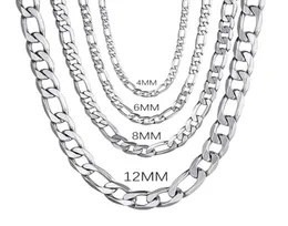 Kedjor Men39S 925 Sterling Silver 4mm6mm8mm12mm Curb Cuban Chain Halsband 1630 tum för man kvinnor mode smycken high end 8616714