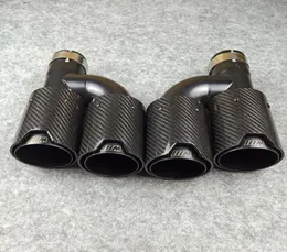 زوج واحد H -style Carbon Carbon Fiber End Tips Auto Muffler Black Black Stains Steel for BMW with M logo3529665