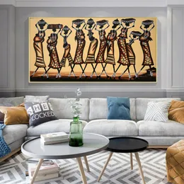 Africano astratto arte murale di donne nere cappelli alti belli olio hd su poster di tela e stampe decorazioni soggiorno domestico