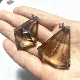 Colares de pingentes chegam!Pendulum de quartzo esfumaçado natural para doar cristais de cura de pedra Pendule Chakra Crystal