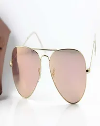 Neue Stilpilot -Pilot -Sonnenbrille Menswomens Marke Luxus CA3025 Gläser Gold Rahmen Eyewear Pink Mirror Objektiv 58mm6461872