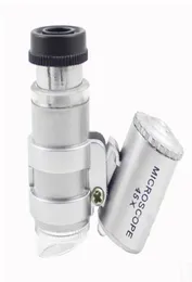Microscope 45x Jeweler Magnifier Jewelry Loupes Mini Manifiers Pocket Microscopes مع ضوء LED مع حقيبة جلدية مكبرة GL1802859