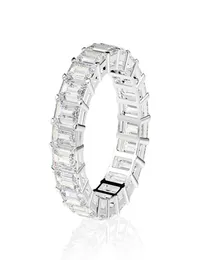 Eternity Emerald Cut Lab Diamond Ring 925 Sterling Silver Engagement Fedi nuziali per donne Gioielli Gift5125848