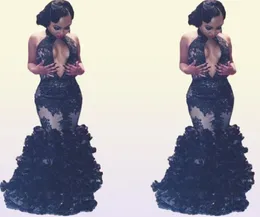 Sereia sereia -sul -africana Black Girls Prom Dress Dress Pageant Ruffles Bechole pesco