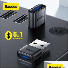 USB Gadgets Baseus Bluetooth Adapter Dongle Adaptador 5.1 för PC -bärbar dator Trådlös högtalare O Mottagaresändare Drop Delivery Comput DHBFL