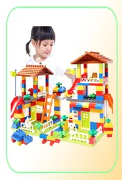 89pcs Diy City House 지붕 큰 입자 빌딩 블록 Duplo 벽돌을위한 교육 장난감 베이비 선물 3301142