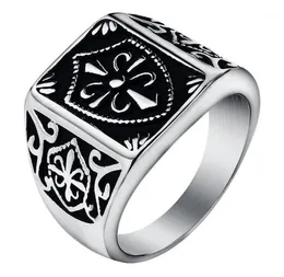 Mode guldfärg fleur de lis sköld ringer mäns silverfärg crest signet ring rostfritt stål cyklist smycken storlek 7-1413976656