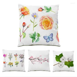 Pillow Flower Sofá Decorativo travesseiro vintage decoração de casa Ultra Soft 45x45 s Covers de linho de poliéster 2024 E0769