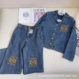 Ternos femininos Blazers pré -outono silhueta jeans de camisa de camisa+calça reta de cintura alta