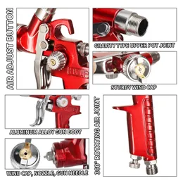 Professionell luftfärg spray pistol mini airbrush hvlp spray gun0.8/1mm munstycke för bilmöbler metall ytmålning