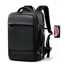 Laptop de 17,3 polegadas de mochila com carregamento USB expansível e bolsa impermeável de viagem de grande capacidade