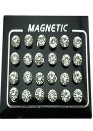 Stud REGELIN 12 Pairlot 4567mm Round Crystal Rhinestone Magnet Earring Puck Women Mens Magnetic Fake Ear Plug Jewelry5782197