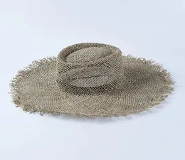 Women Fray Woven Seagrass Boater Hat Casual Sun Beach Hat Cap Wide Brim Summer Hat Unisex Straw Hats for Kentucky Derby Travel Y203692950