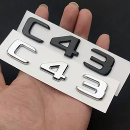 C43 AMG Emblem Aufkleber - 3D ABS Chrom/Schwarz Für Mercedes W204 W205