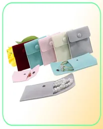 Kuvert sammet smyckväska med snap lagring bärbar mjuk ludd sammet flanell armband halsband presentpåse8181583