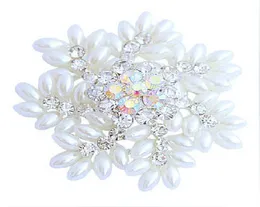 2 Inch Sparkly Silver Tone Snowflake Christmas Brooch with Marquise Shape White Pearls Wedding Party Gifts2414569