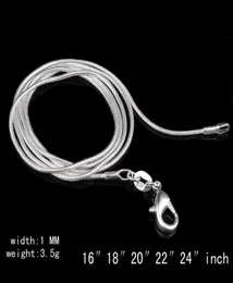 Stora kampanjer! 100 st 925 Sterling Silver Smooth Chain Halsband Hummer Clasps Chain Jewelry Size 1mm 16inch --- 24inch8394423