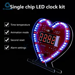 Kit fai-da-te a forma di cuore kit di orologio fai-da-te con luci a LED SMT SMD Saldatura di saldatura Kit progetti fai-da-te per l'apprendimento elettronico