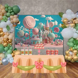 BlissYard Cotton Candy Birthday Banner - 71x43 Inch Polyester Backdrop, Sweet Theme Party Decor