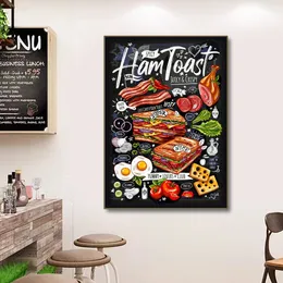 Plakaty z jedzeniem naleśniki burger pizza tacos kanapka z Hamtoast Restauracja Restauracja malarstwo kuchenne do płótna sztuka domowy dekoracje ścienne zdjęcie