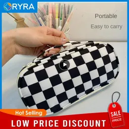 Storage Bags Pen Holder Organizer Students Gifts Portable Pencil Bag Case Student Simple Chessboard Checkerboard