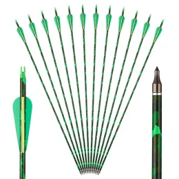 Darts 6/12pcs 30 Inch Archery Mixed Carbon Arrows Spine 500 with Replaceable Arrowhead for Compound/Recurve Bow Hunting Shooting