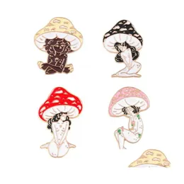 Pins, Brooches Mushroom Lady Enamel Pins Custom Girls And Plant Lapel Badges Cartoon Nature Art Jewelry Gift For Friends Drop Deliver Dhp6U