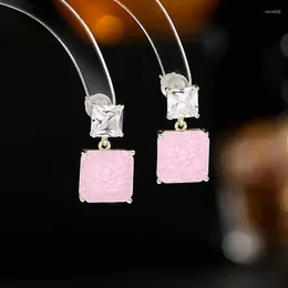 Bolzenohrringe Crack Cubic Zirkonia Süße süße geometrische Ohrings für Mädchen Mode Luxus Square CZ Steinschmuck