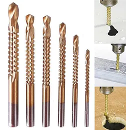 6pcs Titanium Coated HSS Drill Bit Set Electric Drill Plastic Metal Hole Grooving Saw Drills Wood Drilling Bits Carpenter Woodwork1248089