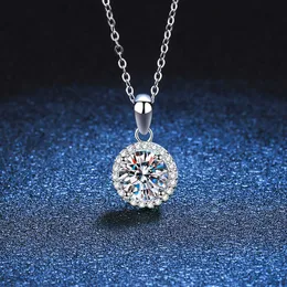 Sterling Sier S925 Penderant Womens Simple Round Packaging Pt950 D Colore 1 Coissanite Necklace Women Moissanite Women