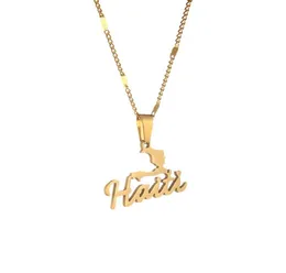 Acciaio inossidabile Trendy Haiti Map Vita a sospensione femminile Ayiti Maps Party Chain Chain Jewelry2300056