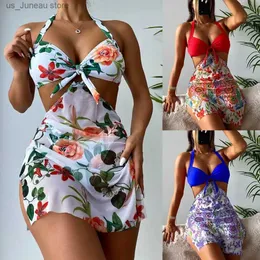 Женские бикини для женских купальных костюмов, установленные 3PC/Set Women Women Swimwear Halter Quick Dry Print