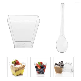 Dinnerware Sets 50 Portable Dessert Cup Clear Plastic Containers Parfait Appetizer Cups Desserts