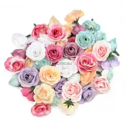 Dried Flowers 50/100pcs 2cm Silk Mini Rose Artificial Flower Head Wedding Party Home Room Decoration Marriage Hats Accessories Cheap Flower