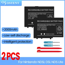 Ostent 2PCS 2000MAH 3.7V NINTENDO NDSL DSL NDS LITE交換用バッテリー +ドリバー +タッチペン用の充電式バッテリーパック